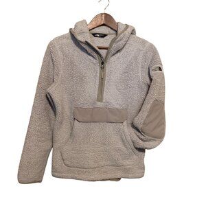 The North Face Women's Beige Campshire 1/4 Zip‎ Hoodie Kangaroo Pocket Sz M